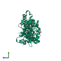 PDB entry 1vmi coloured by chain, side view.