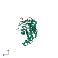 PDB entry 1vmj coloured by chain, side view.