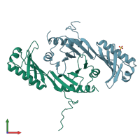 PDB entry 1vok coloured by chain, front view.
