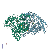 PDB entry 1vp4 coloured by chain, top view.