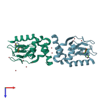 PDB entry 1vp6 coloured by chain, top view.