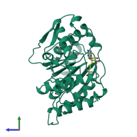 PDB entry 1vp9 coloured by chain, side view.