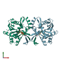 PDB entry 1vpa coloured by chain, front view.