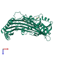 PDB entry 1vpb coloured by chain, top view.