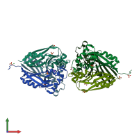 PDB entry 1vph coloured by chain, front view.
