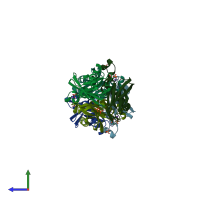 PDB entry 1vph coloured by chain, side view.