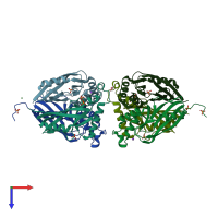 PDB entry 1vph coloured by chain, top view.