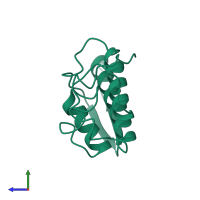 PDB entry 1vpi coloured by chain, side view.