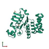 PDB entry 1vpl coloured by chain, front view.