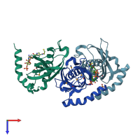 PDB entry 1vpm coloured by chain, top view.