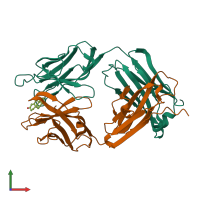 PDB entry 1vpo coloured by chain, front view.