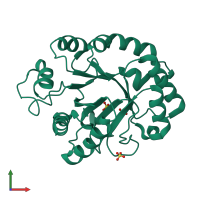 PDB entry 1vpq coloured by chain, front view.