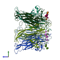 PDB entry 1vps coloured by chain, side view.