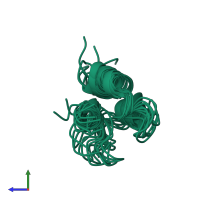 PDB entry 1vpu coloured by chain, ensemble of 9 models, side view.
