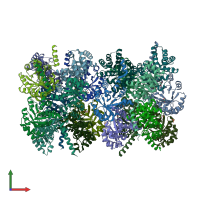 PDB entry 1vpx coloured by chain, front view.