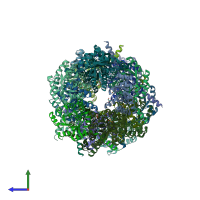 PDB entry 1vpx coloured by chain, side view.