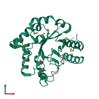 PDB entry 1vpy coloured by chain, front view.