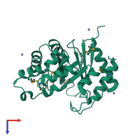 PDB entry 1vpy coloured by chain, top view.