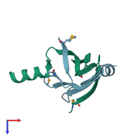 PDB entry 1vpz coloured by chain, top view.