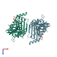 PDB entry 1vq0 coloured by chain, top view.