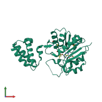 Monomeric assembly 1 of PDB entry 1vq1 coloured by chemically distinct molecules, front view.