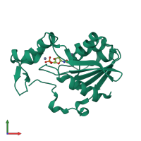 PDB entry 1vq2 coloured by chain, front view.