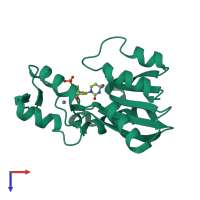 PDB entry 1vq2 coloured by chain, top view.