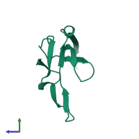 PDB entry 1vqj coloured by chain, side view.