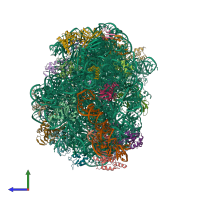 PDB entry 1vqn coloured by chain, side view.