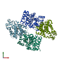 PDB entry 1vqr coloured by chain, front view.