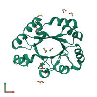 PDB entry 1vqt coloured by chain, front view.