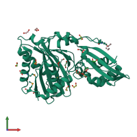 PDB entry 1vqz coloured by chain, front view.