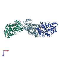 PDB entry 1vr0 coloured by chain, top view.