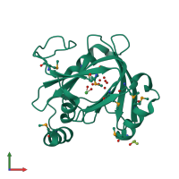 PDB entry 1vr3 coloured by chain, front view.