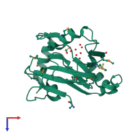 PDB entry 1vr3 coloured by chain, top view.