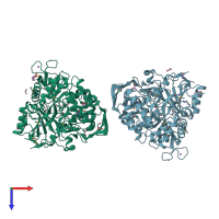 PDB entry 1vr5 coloured by chain, top view.