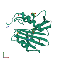 PDB entry 1vr8 coloured by chain, front view.