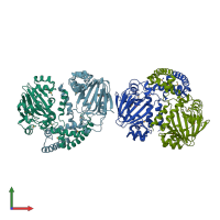 PDB entry 1vrb coloured by chain, front view.
