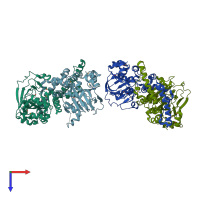 PDB entry 1vrb coloured by chain, top view.