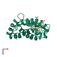 PDB entry 1vrf coloured by chain, top view.