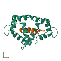 PDB entry 1vrk coloured by chain, front view.