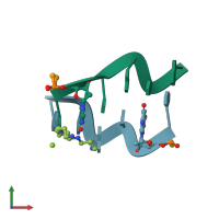 PDB entry 1vro coloured by chain, front view.