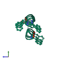 PDB entry 1vrz coloured by chain, side view.