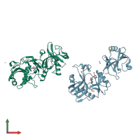 PDB entry 1vs0 coloured by chain, front view.