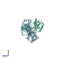 PDB entry 1vs0 coloured by chain, side view.