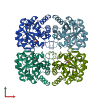 PDB entry 1vs1 coloured by chain, front view.