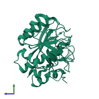 PDB entry 1vsb coloured by chain, side view.