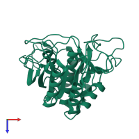 PDB entry 1vsb coloured by chain, top view.