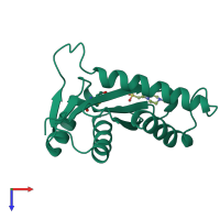 PDB entry 1vsj coloured by chain, top view.