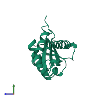 PDB entry 1vsk coloured by chain, side view.